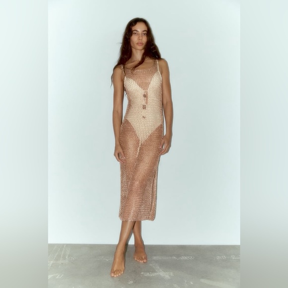 Zara - Openwork Dress w/ Metallic Thread - NWT - Picture 1 of 1